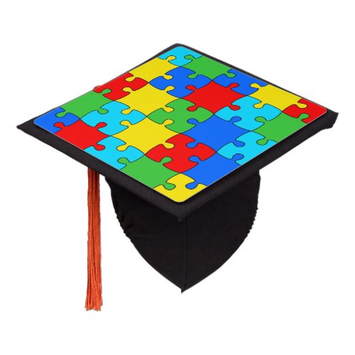 Autism Awareness Month Rainbow Puzzle Graduation Cap Topper