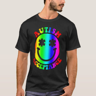 Autism Awareness Month Rainbow Smile Face Acceptan T-Shirt
