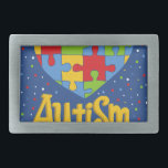 autism awareness month rectangular belt buckle<br><div class="desc">"autism awareness month"autism, "autism awareness", " autism puzzle",  autistic, " autistic advocacy", "autistic puzzle" jigsaw "jig saw"colorful,  game, ,  ,  pattern,  print,  puzzle,  rainbow,  rainbow puzzle, heart, , </div>