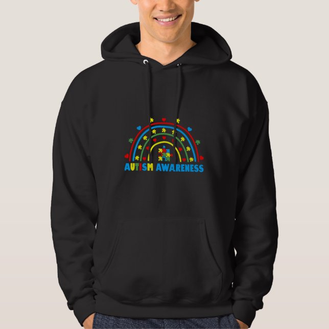 Autism Awareness Month Ribbon Puzzle Difference    Hoodie (Front)