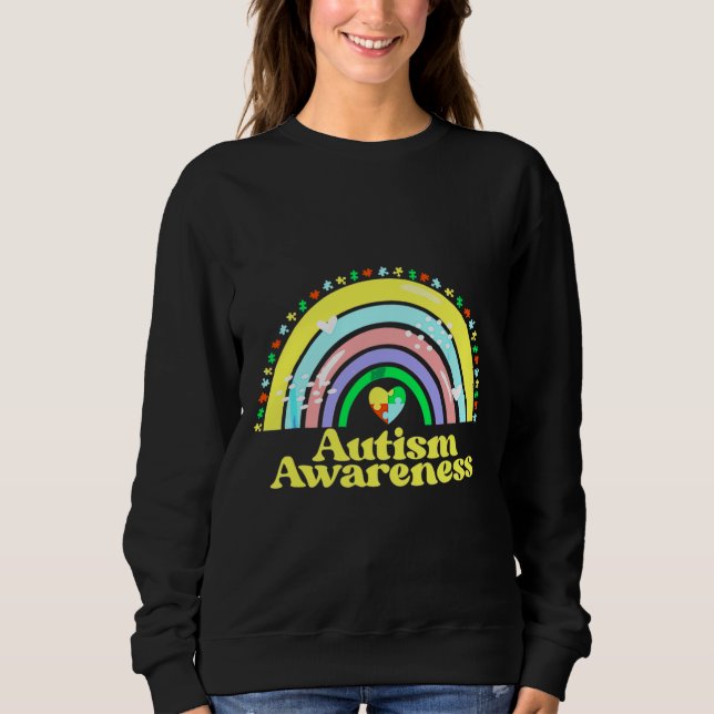Autism Awareness Month Ribbon Puzzle Difference    Sweatshirt (Front)