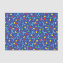Autism Awareness Month Ribbon Puzzle Pattern Tissue Paper