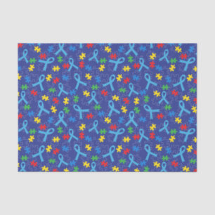 Autism Awareness Month Ribbon Puzzle Pattern Tissue Paper