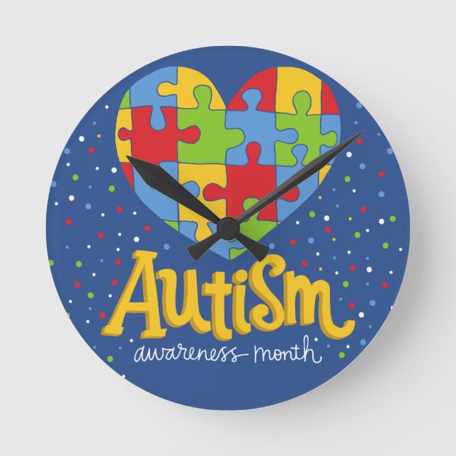 autism awareness month round clock (Front)