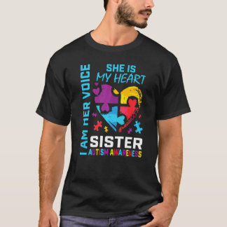 Autism Awareness Month Sister Puzzle Piece Heart S T-Shirt