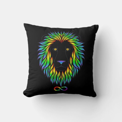 Autism Awareness Month Strong Love Support Lion Throw Pillow