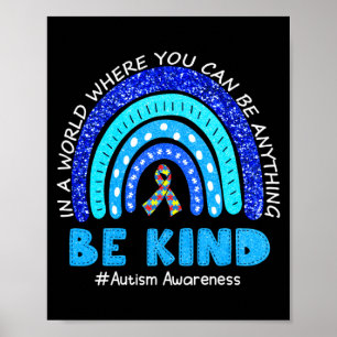 Autism Awareness Month Support Be Kind Puzzle Piec Poster