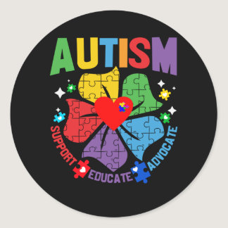 Autism Awareness Month Support Educate Advocate Classic Round Sticker