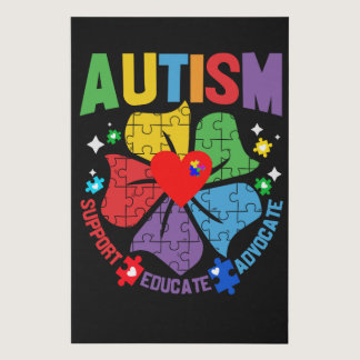 Autism Awareness Month Support Educate Advocate Faux Canvas Print