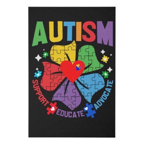 Autism Awareness Month Support Educate Advocate Faux Canvas Print