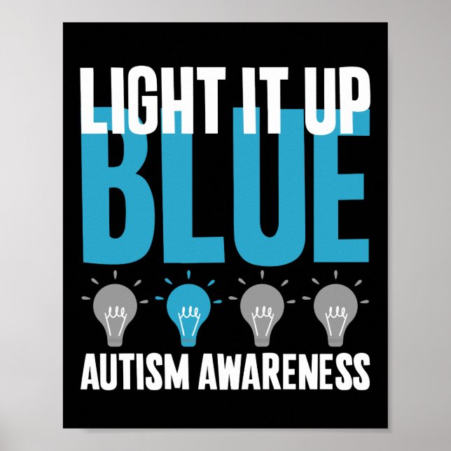 Autism Awareness Month Support Light It Up Blue Poster (Front)