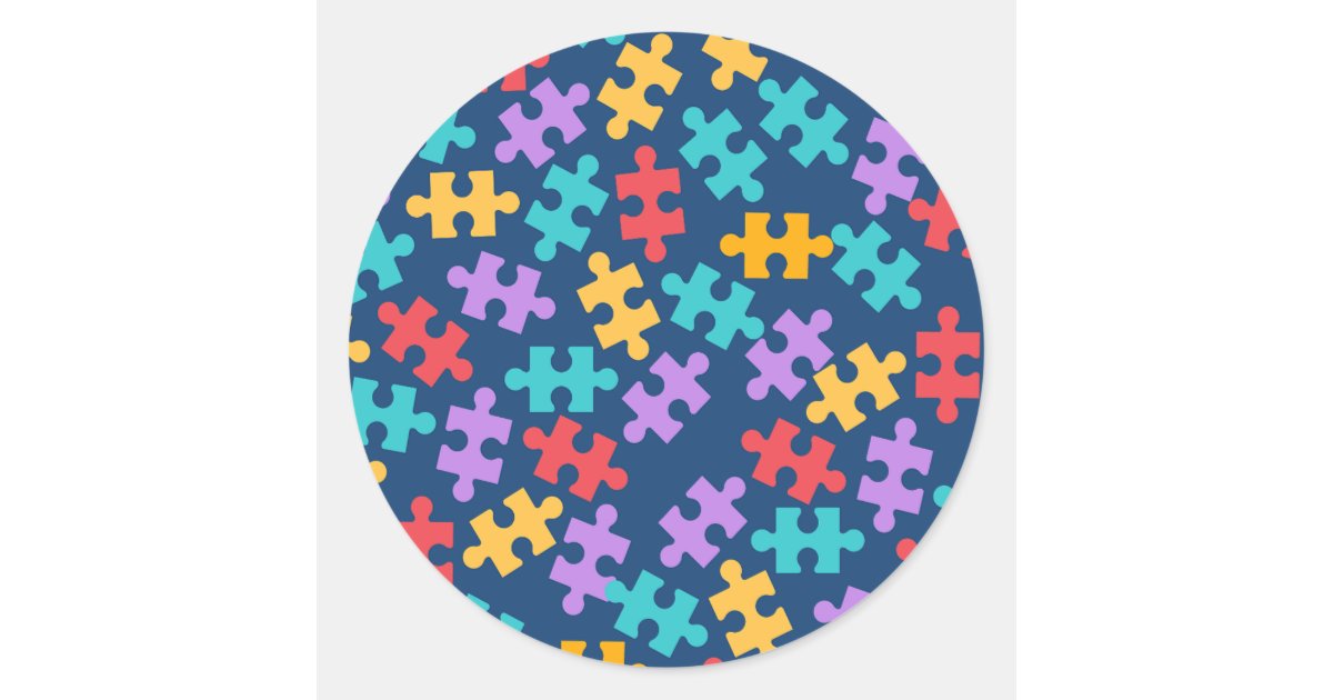 Autism Awareness Month Support Puzzle Piece Classic Round Sticker | Zazzle
