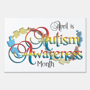 Autism Awareness Month White Yard Sign