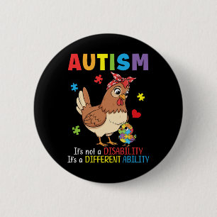 Autism Awareness Mother Chicken Different Ability Button