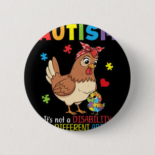 Autism Awareness Mother Chicken Different Ability Button