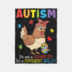 Autism Awareness Mother Chicken Different Ability  Fleece Blanket