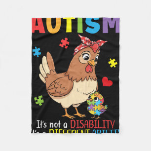 Autism Awareness Mother Chicken Different Ability  Fleece Blanket