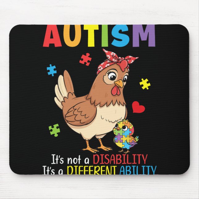 Autism Awareness Mother Chicken Different Ability  Mouse Pad (Front)
