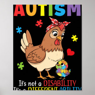 Autism Awareness Mother Chicken Different Ability  Poster