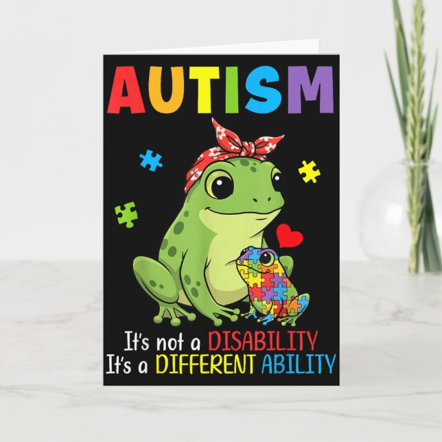 Autism Awareness Mother Frog Different Ability Puz Card (Front)