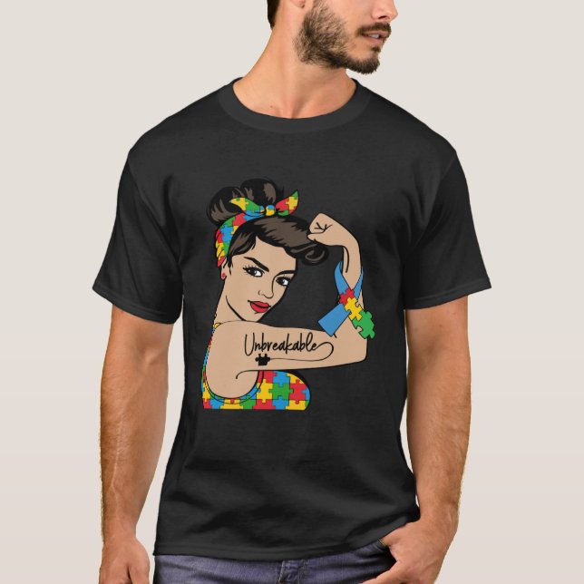 Autism Awareness Mother Mom Unbreakable Strong Wom T-Shirt (Front)