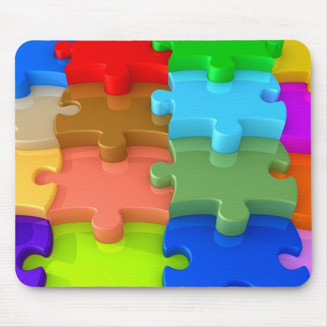 Autism Awareness Mousepad 3D Multicolor Puzzle (Front)
