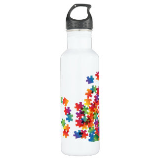 Autism Awareness Multicolor Puzzle Stainless Steel Water Bottle