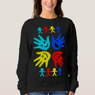 Autism Awareness Multicolored Hands Kids Autism Sp Sweatshirt