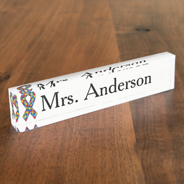 Autism Awareness Nameplate for desk (Side)