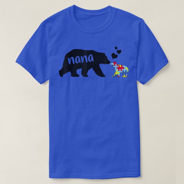 Autism Awareness Nana Bear Puzzle Piece Autistic G T-Shirt (Design Front)