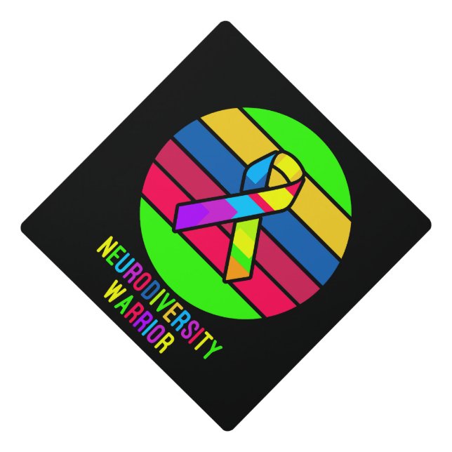 Autism Awareness Neurodiversity Warrior Graduation Cap Topper (Front)