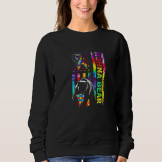 Autism Awareness Nonna Bear Autistic American Flag Sweatshirt