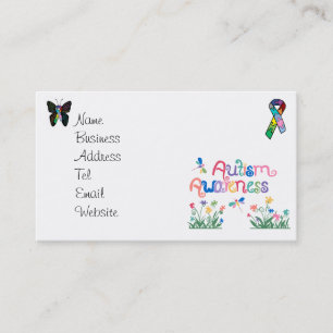 Autism Awareness on White Business cards