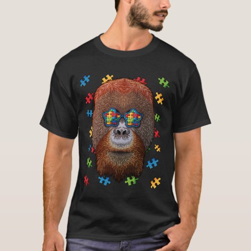 Autism Awareness Orangutan Puzzle Sunglasses Autis T_Shirt