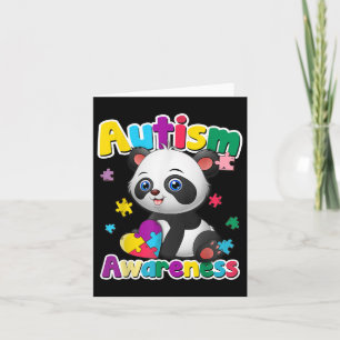 Autism Awareness Panda Puzzle Pieces Colors Gift Card