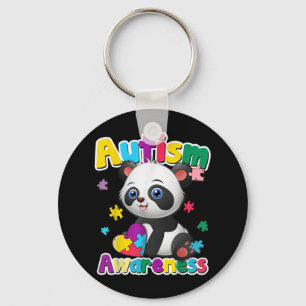 Autism Awareness Panda Puzzle Pieces Colors Gift Keychain