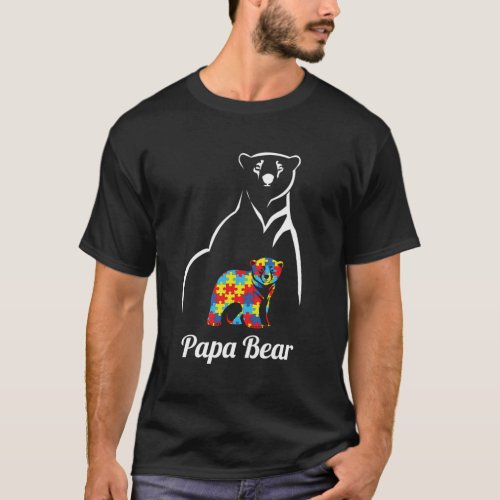 Autism Awareness Papa Bear Dad T_Shirt