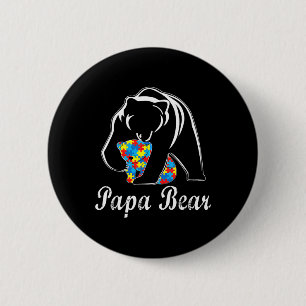 Autism Awareness Papa Bear Support Autistic Adults Button