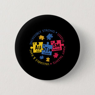 Autism Awareness Periodic Puzzle Science Teacher Button