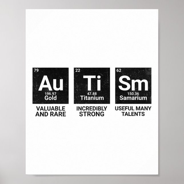 Autism Awareness Periodic Table Autism Periodic Ta Poster (Front)