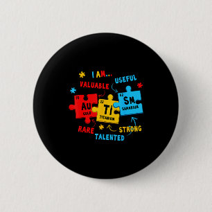 Autism Awareness Periodic Table Elements Funny Men Button