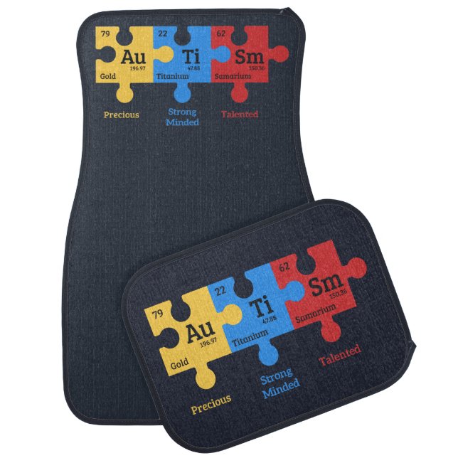 Autism Awareness Periodic Table Elements Puzzles Car Floor Mat (Set)