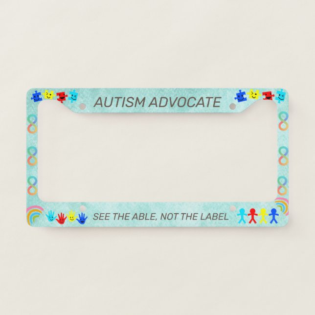 Autism Awareness Personalized Blue License Plate  Frame (Front)