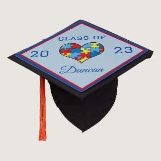 Autism Awareness Personalized Name and Class Graduation Cap Topper
