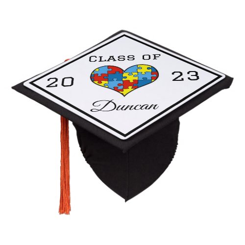 Autism Awareness Personalized Name and Class Graduation Cap Topper