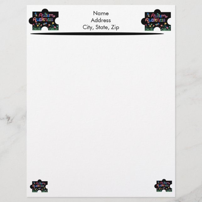 Autism Awareness Piece Letter Head Letterhead (Front)