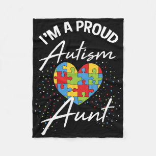 Autism Awareness Proud Aunt Puzzle Heart Cool Fami Fleece Blanket