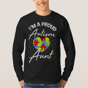 Autism Awareness Proud Aunt Puzzle Heart Cool Fami T-Shirt