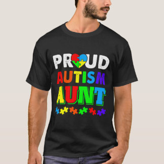 Autism Awareness  Proud Autism Aunt Puzzle T-Shirt