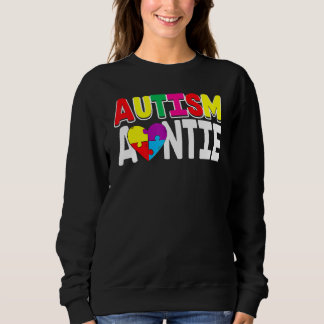Autism Awareness Proud Autism Auntie Heart Puzzle  Sweatshirt